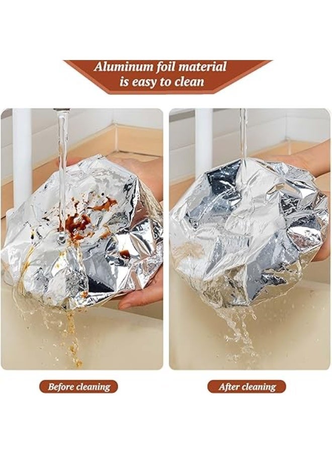 20 قطعة من أغطية الطعام المصنوعة من رقائق الألومنيوم - غطاء عازل لأطباق المطبخ، يحافظ على الحرارة، قابل لإعادة الاستخدام ومرن، يناسب الأطباق والأوعية والحاويات - Image 5